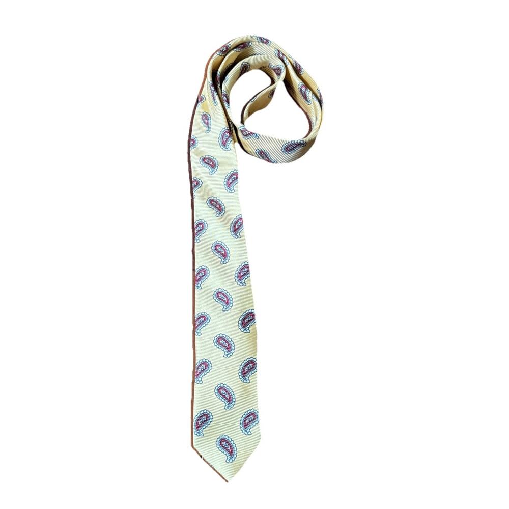 Polo By Ralph Lauren Tie Yellow Paisley Designer Tie Career Office VTG Job